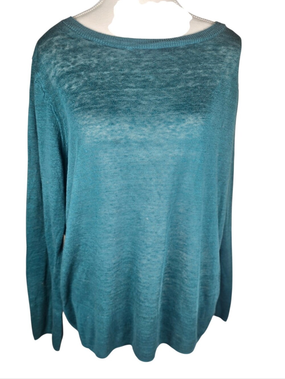 J Crew 100% Linen Open Knit Long Sleeve Sweater Size Medium